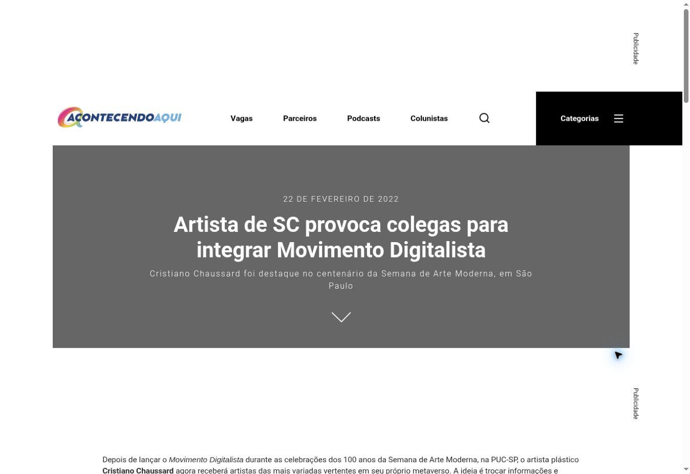 Acontecendo Aqui — Santa Catarina artist invites peers to join the Digitalist Movement