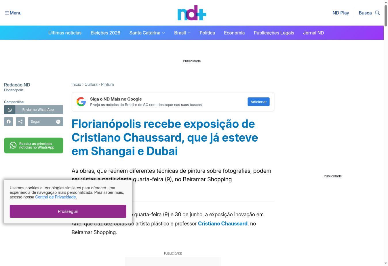 ND Mais — Florianópolis hosts an artist previously shown in Shanghai and Dubai